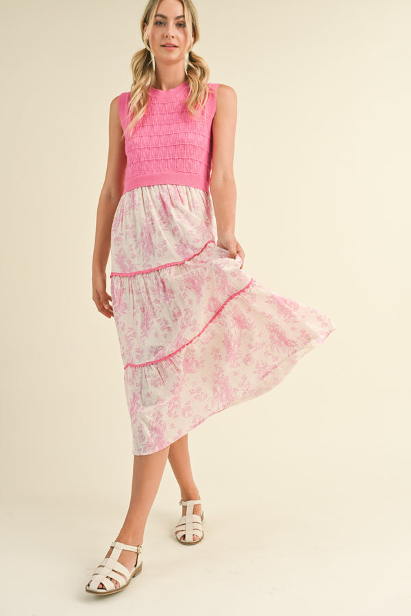 Mixed Media Mini Dress Pink