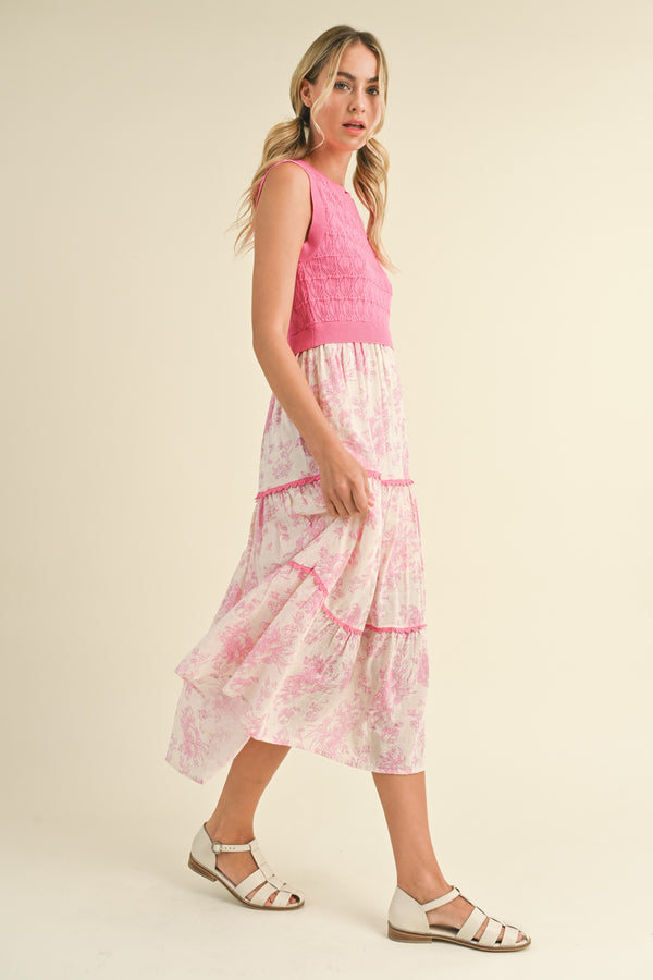 Mixed Media Mini Dress Pink