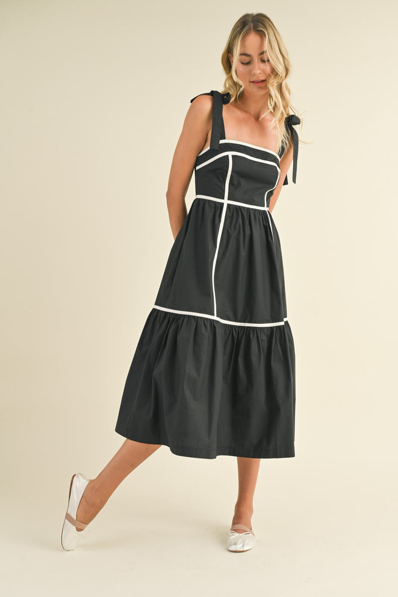 Contrast Binding Mini Dress Black/White