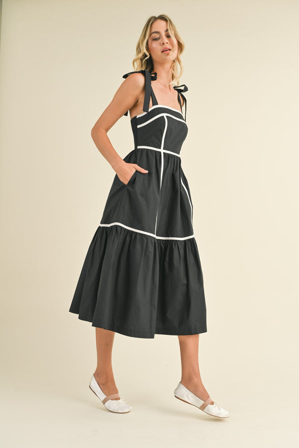 Contrast Binding Mini Dress Black/White