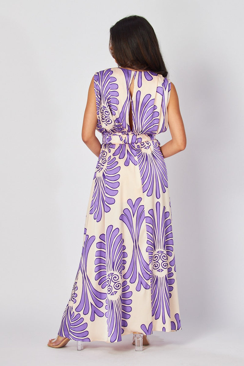 Damask Print Satin Maxi Dress Lavender - Southern Fashion Boutique Bliss Damask Print Satin Maxi Dress Lavender - Southern Fashion Boutique Bliss