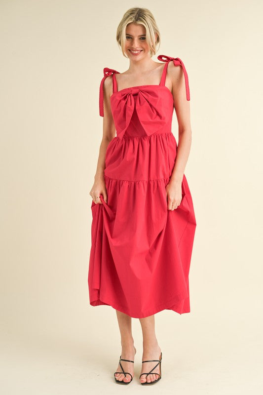 scalloped midi dress Bow Front Scalloped Midi Dress Raspberry
