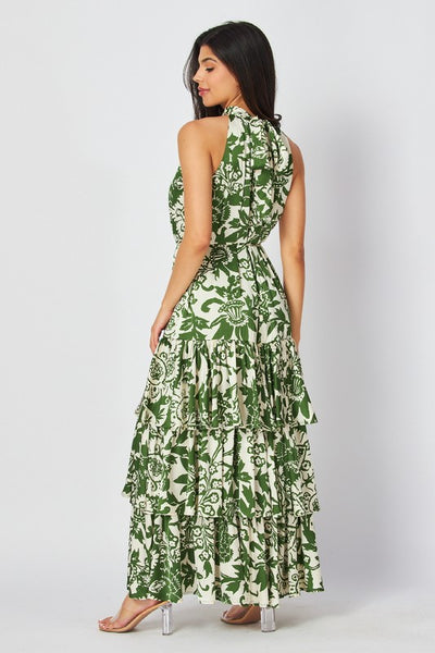 Woven Floral Print Tiered Maxi Dress Green - Southern Fashion Boutique Bliss Woven Floral Print Tiered Maxi Dress Green - Southern Fashion Boutique Bliss