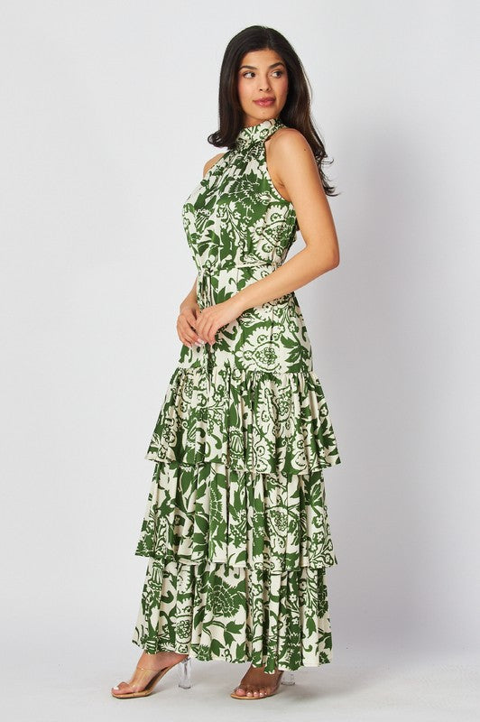 Woven Floral Print Tiered Maxi Dress Green - Southern Fashion Boutique Bliss Woven Floral Print Tiered Maxi Dress Green - Southern Fashion Boutique Bliss