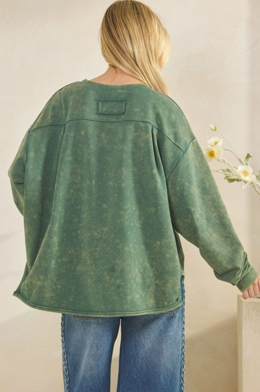 Whimsy Bow Sweatshirt Top Green