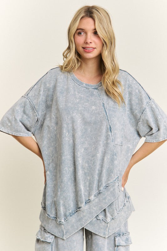 Asymmetrical Crossover Top Silver Grey