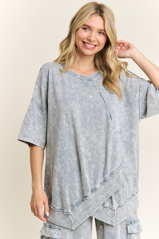 Asymmetrical Crossover Top Silver Grey
