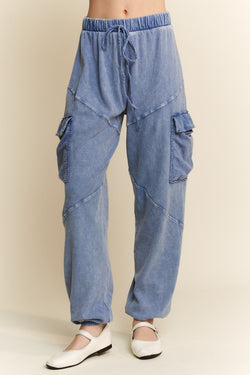 Mineral Washed Cargo Pocket Detail Joggers Denim - Southern