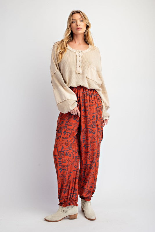 Mineral Washed Thermal Henley Top Khaki