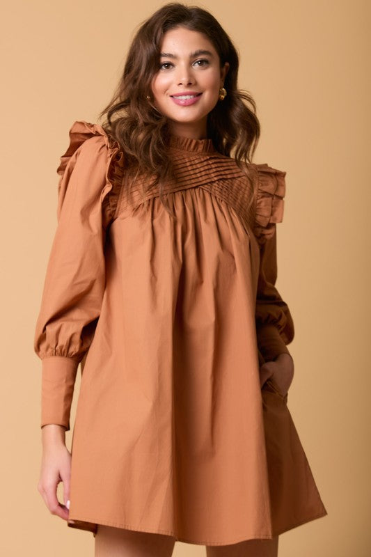 Long Sleeve Mini Dress Light Brown - Southern Fashion Boutique Bliss Long Sleeve Mini Dress Light Brown - Southern Fashion Boutique Bliss