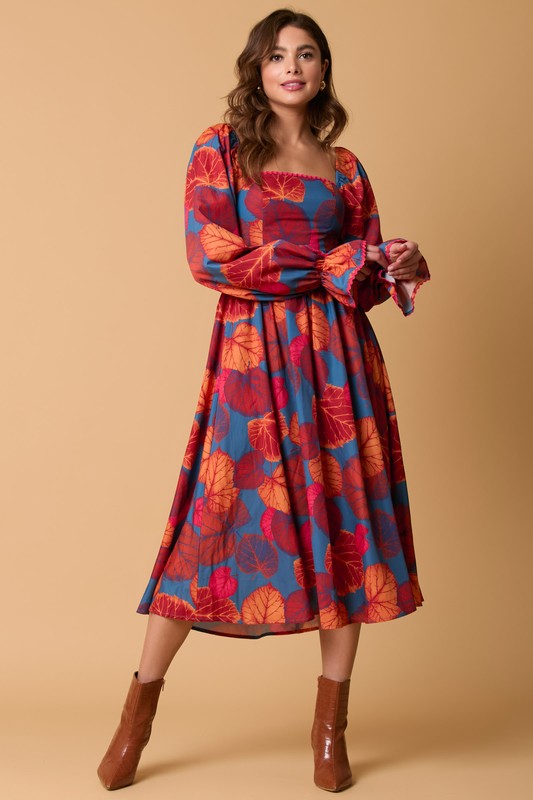 Fall Printed Maxi Dress Orange Multi - Southern Fashion Boutique Bliss Fall Printed Maxi Dress Orange Multi - Southern Fashion Boutique Bliss