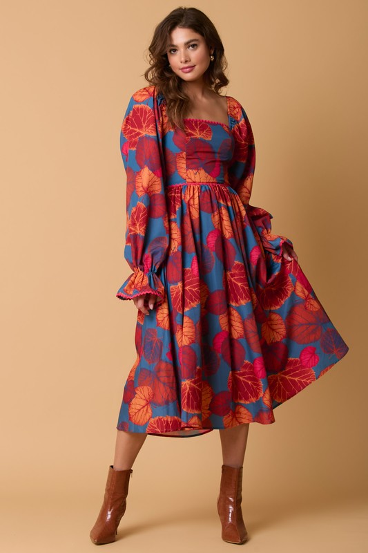 Fall Printed Maxi Dress Orange Multi - Southern Fashion Boutique Bliss Fall Printed Maxi Dress Orange Multi - Southern Fashion Boutique Bliss