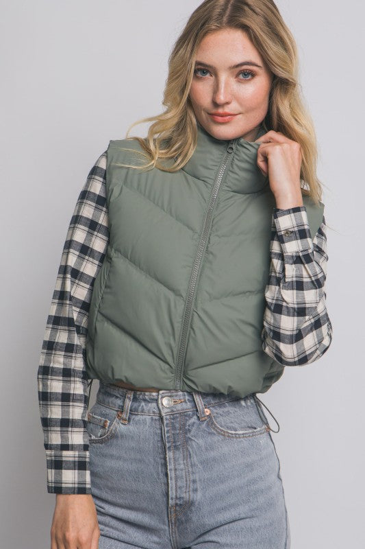 Cropped Vest Olive