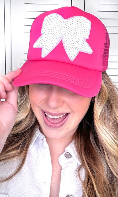 NEW WITH TAGS Magenta Satin and Sequins Bow with Stone and Pink Broach Hat D970B409-194E-438D-8174-  main image 3