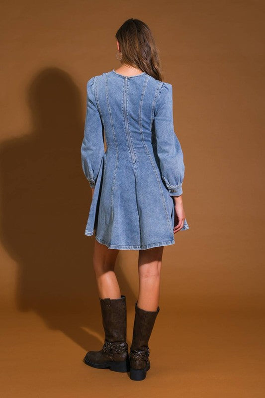 Denim Skater Mini Dress Medium - Southern Fashion Boutique Bliss Denim Skater Mini Dress Medium - Southern Fashion Boutique Bliss