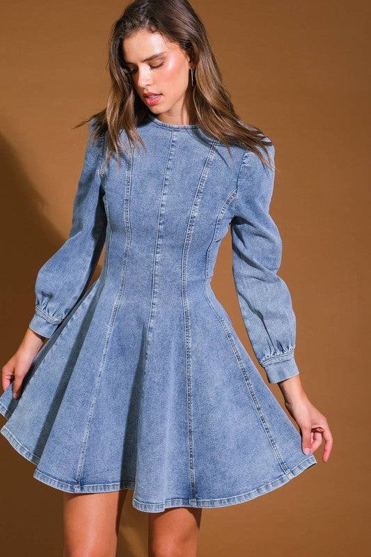 Denim Skater Mini Dress Medium - Southern Fashion Boutique Bliss Denim Skater Mini Dress Medium - Southern Fashion Boutique Bliss