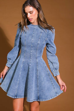 white christmas dresses Denim Skater Mini Dress Medium