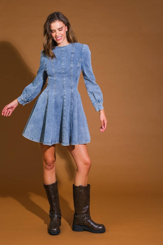 Denim Skater Mini Dress Medium - Southern Fashion Boutique Bliss Denim Skater Mini Dress Medium - Southern Fashion Boutique Bliss