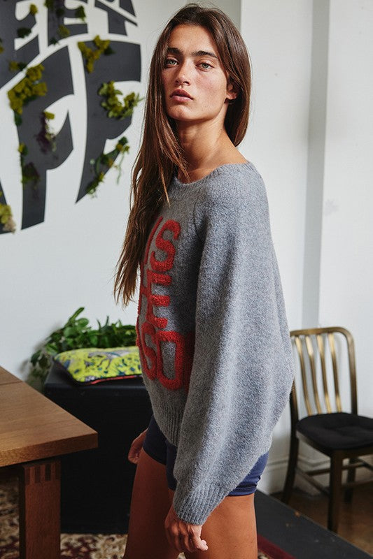 Tis the Season Lettering Sweater Charcoal