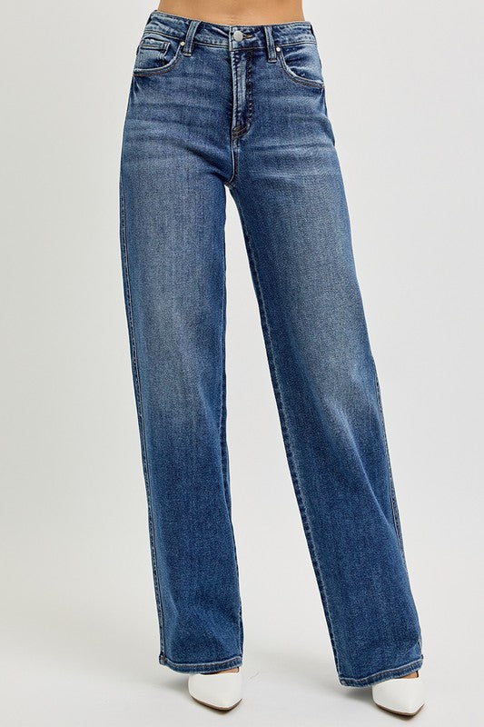 High Rise Wide Baggy Denim Jeans Dark
