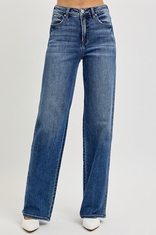 High Rise Wide Baggy Denim Jeans Dark