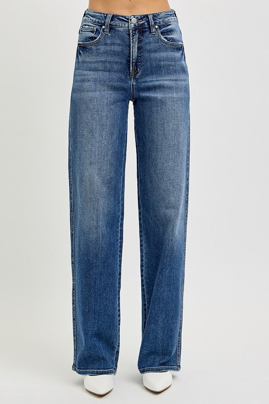 High Rise Wide Baggy Denim Jeans Dark