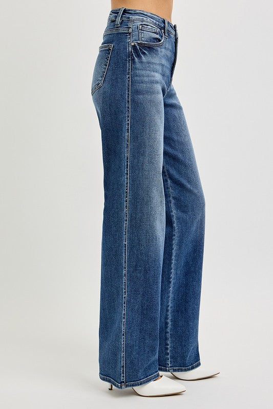 High Rise Wide Baggy Denim Jeans Dark