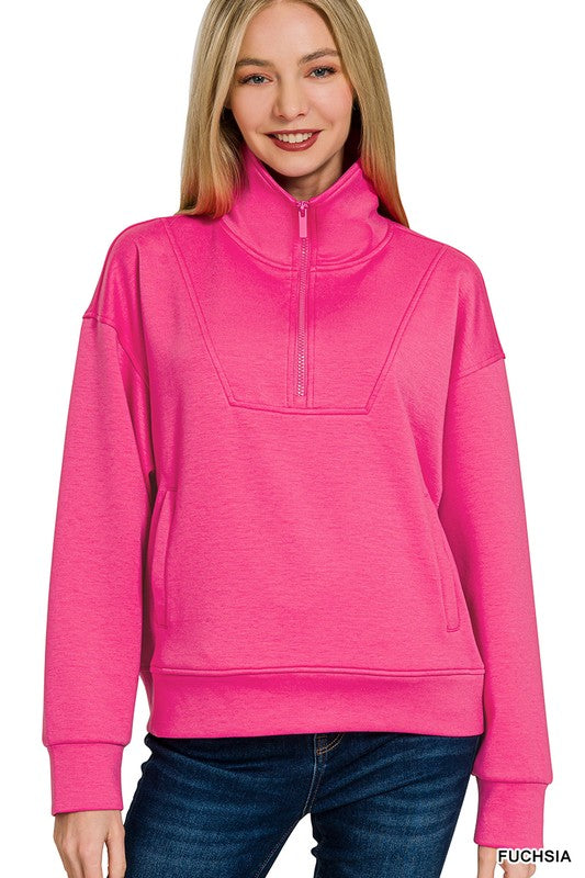 Scuba Half Zip Pullover Fuchsia