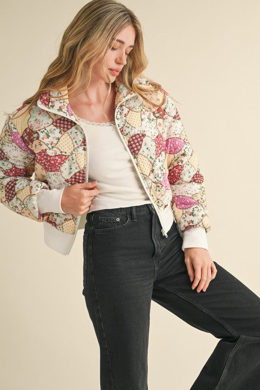 Patchwork Puff jacket Orchid Multi