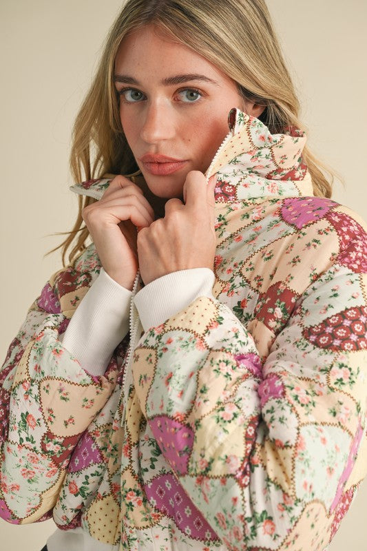 Patchwork Puff jacket Orchid Multi