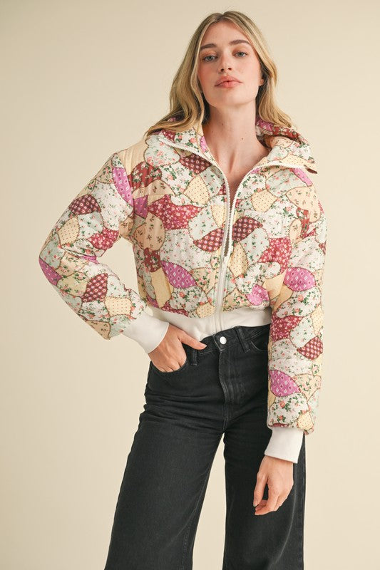 Patchwork Puff jacket Orchid Multi