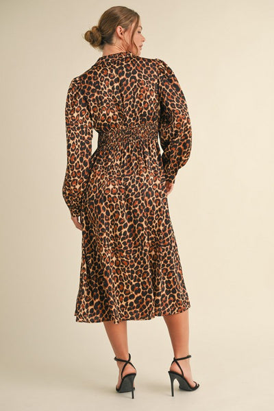 leopard print satin midi dress Women's Wild Crush Sleeveless Satin Midi Dress in Leopard