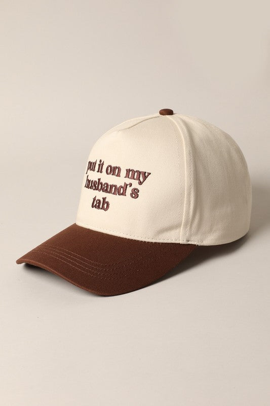 Put it on My Husband's Tab Canvas Cap Brown