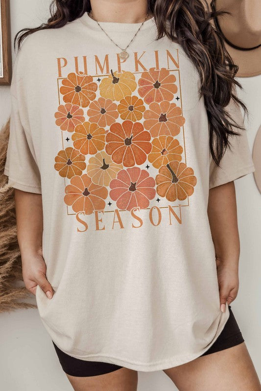 Pumpkin Season Oversized Graphic Tee Sand