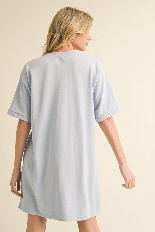 America Flag Bow Graphic Dress Sky Blue