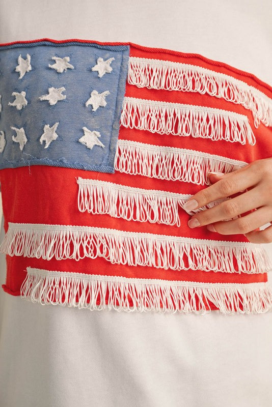 Colorblock American Flag Top Off White