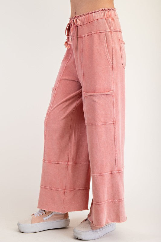 Mineral Washed Terry Knit Pants Mauve