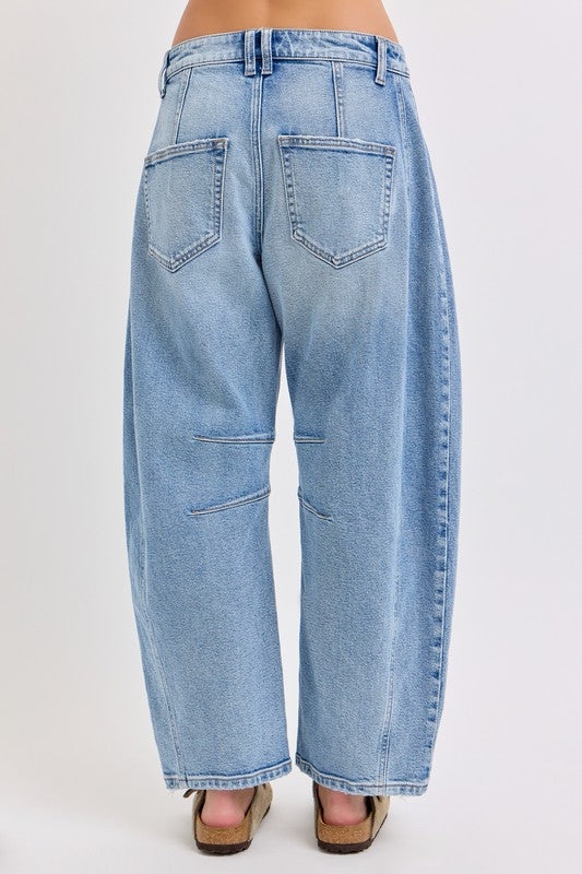 Mid Waisted Barrel Leg w/Dart Details Light