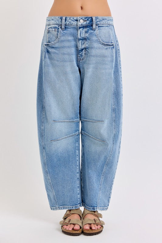 Mid Waisted Barrel Leg w/Dart Details Light