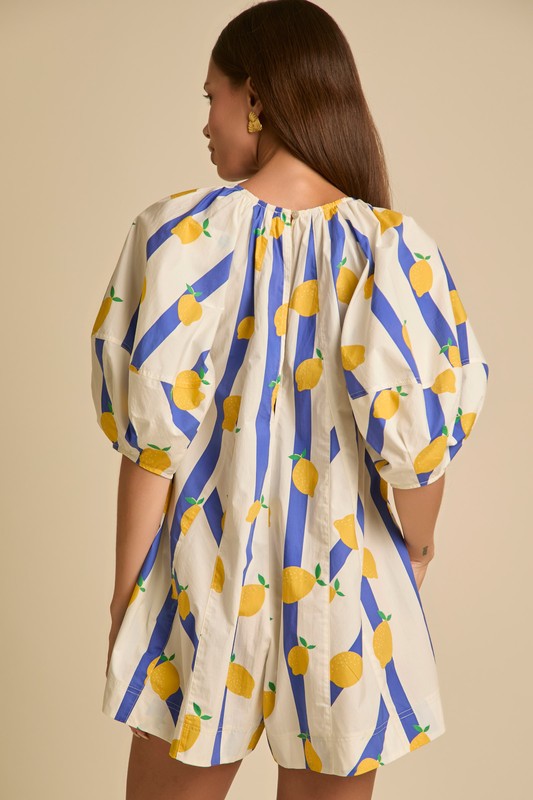 Yellow Limes With Stripes Romper Navy/Yellow