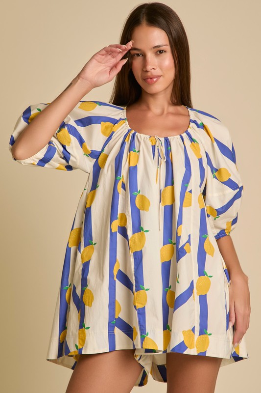 Yellow Limes With Stripes Romper Navy/Yellow
