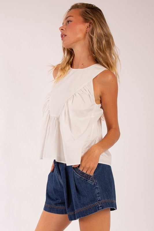 Sleeveless Ruffle Detail Top Off White