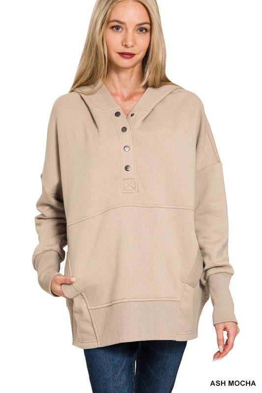 Button Down Hoodie Ash Mocha