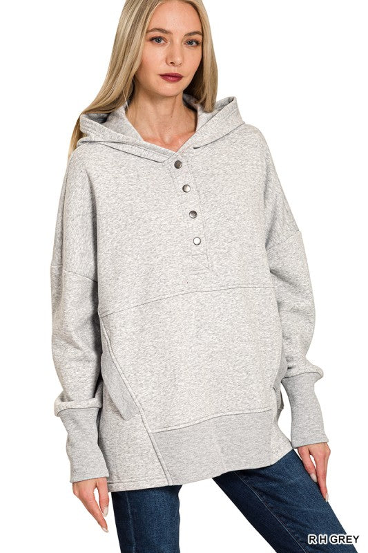 Button Down Hoodie Grey