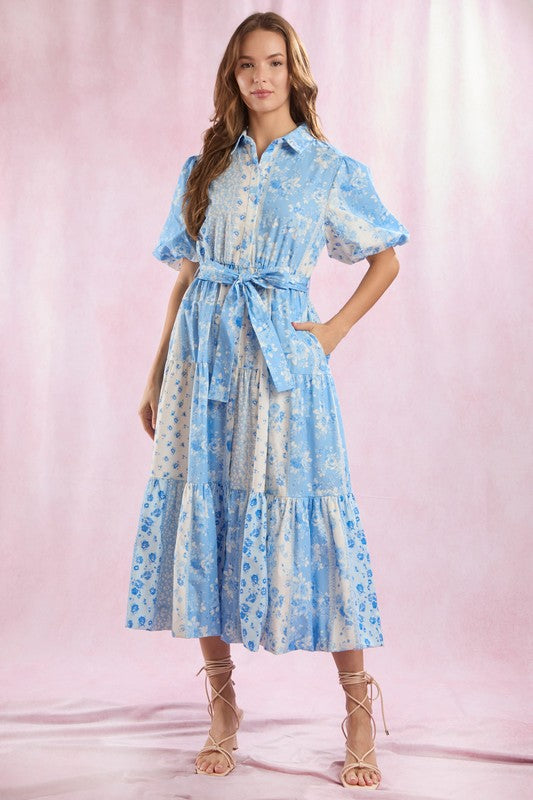Floral Patchwork Printed Maxi Dress Blue - Southern Fashion Boutique Bliss Floral Patchwork Printed Maxi Dress Blue - Southern Fashion Boutique Bliss