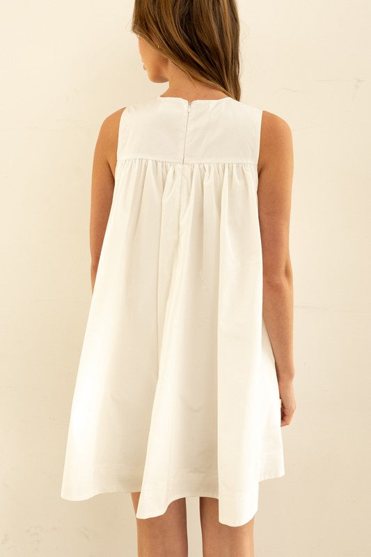 Sleeveless Flowy Mini Dress Off White