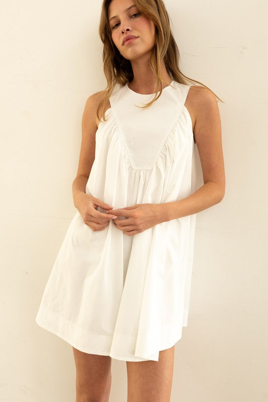 Sleeveless Flowy Mini Dress Off White