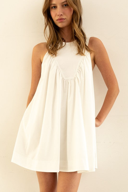 Sleeveless Flowy Mini Dress Off White