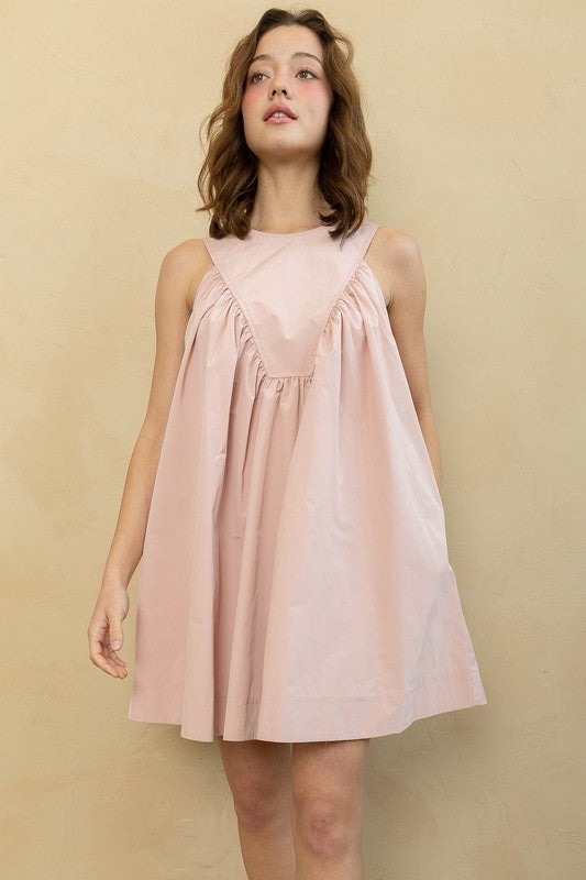 Sleeveless Flowy Mini Dress Dusty Pink
