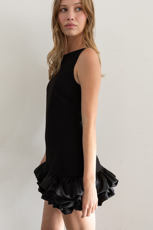 Ruffled Hem Romper Black